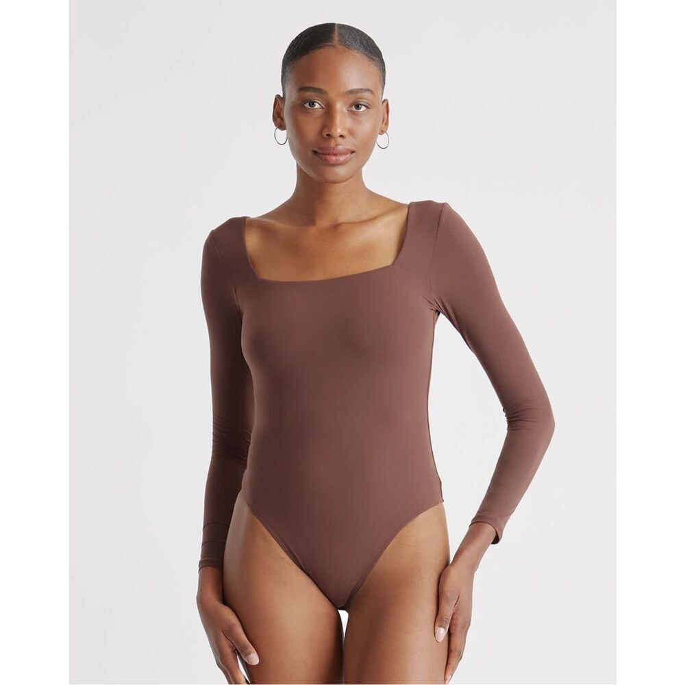 QUINCE Second Skin Square Neck Long Sleeve Bodysuit